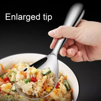 Ложка для риса из нержавеющей стали, антипригарная лопатка для приготовления пищи, эргономичный дизайн, простой в уходе, универсальный кухонный инструмент для