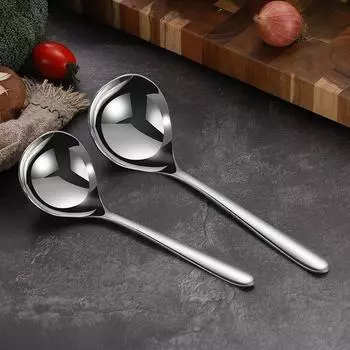 Ложка для риса из нержавеющей стали с длинной ручкой, большой размер, круглая головка, домашняя кухонная посуда