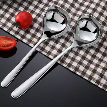 Ложка для риса из нержавеющей стали с длинной ручкой, большой размер, круглая головка, домашняя кухонная посуда