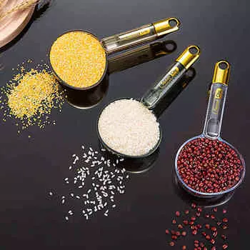 Ложка для риса, многофункциональная ложка для копания муки, бытовой пластиковый совок с длинной ручкой и зажимом для пищевой сумки, кухонный инструмент