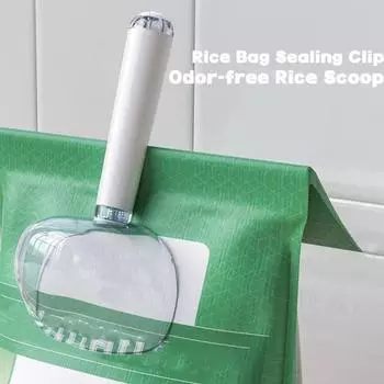 Ложка для риса с антипригарным покрытием, мерная ложка для риса с весами, легко чистится, длинная ручка, дизайн с зажимом, мерная ложка для дома белый