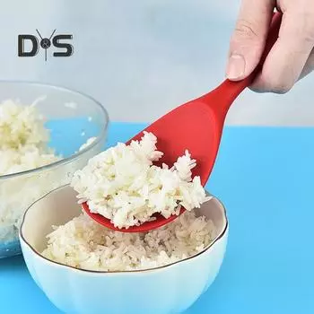 Ложка для риса, утолщенное подвесное отверстие, легко чистящаяся полупрозрачная силиконовая кастрюля, инструменты для приготовления пищи озеро синий