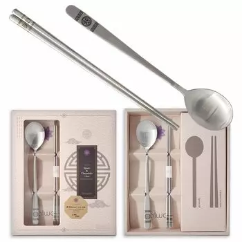 Ложка для риса в корейском стиле Balwoo, железная, нержавеющая сталь, сатинированная матовая поверхность 5 [5 комплектов], набор, ложка, палочки для еды, ложка, SUS304, сталь, отделка, (Дворец