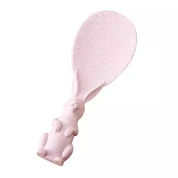 Ложка для рисоварки Пластиковая ложка для риса в форме животного из волокна с антипригарным покрытием Кухонная ложка розовый