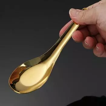 Ложка для рисового супа из нержавеющей стали 304 с плоским дном, серебристая, золотая, зеркально полированная, посуда, бытовая ложка для риса A