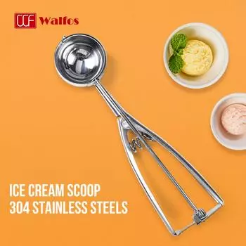 Ложка для шариков для мороженого walfos, антипригарная, нескользящая, с длинной ручкой, можно мыть в посудомоечной машине, ложка для шариков для льда из нержавеющей стали s