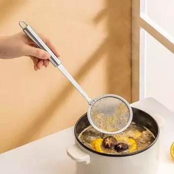 Ложка для скиммера с мелкой сеткой, профессиональная скиммер из нержавеющей стали 304, пищевая длинная ручка, можно мыть в посудомоечной машине S