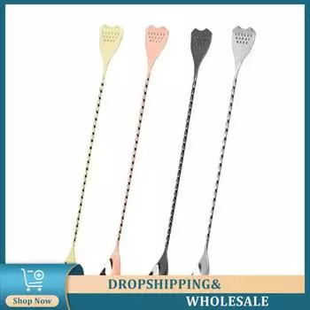 Ложка для смешивания из нержавеющей стали Красивая и практичная барменская ложка Кухонные принадлежности Двусторонняя ложка для размешивания Простая в использовании