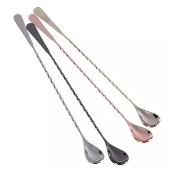 Ложка для смешивания с длинной ручкой, 1 шт., барная ложка для коктейлей из нержавеющей стали, витая ручка серебряный