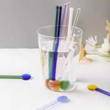 Ложка для смешивания, устойчивая к высоким температурам, пищевая стеклянная ложка для фруктового сока, кофейная ложка для дома 1