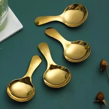 Ложка для соли, многоразовая мини-десертная ложка из пищевой нержавеющей стали с короткой ручкой для дома золотистый