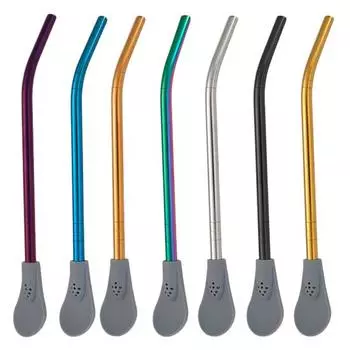 Ложка для соломы Yousheng, многоразовая съемная ложка с фильтром из нержавеющей стали, соломенная соломинка для кафе