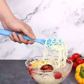 Ложка для спагетти, пищевой класс, устойчивый к высоким температурам, зубчатый противоскользящий полый фильтр для жидкости, без деформации, кухонный инструмент с отверстием для подвешивания синий