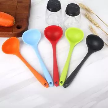 Ложка для супа без запаха, длинная ручка, креативная портативная ложка, силиконовая ложка красный