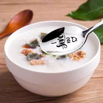 Ложка для супа, глянцевая, легко чистящаяся, романтическая надпись из нержавеющей стали, кофейная ложка с бесплатной гравировкой, ресторанные принадлежности F