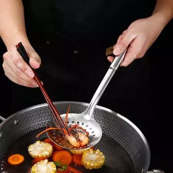 Ложка для супа из нержавеющей стали 304 с защитой от ожогов, большой дуршлаг, антипригарная лопатка, кухонные принадлежности