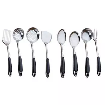 Ложка для супа из нержавеющей стали, дуршлаг с длинной ручкой, шпатель, кухонное сито для приготовления пищи 8