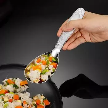 Ложка для супа из нержавеющей стали, глубокая ложка большой емкости, серебряная зеркальная полированная столовая посуда, суп, рис, домашняя кухонная посуда 1pcs