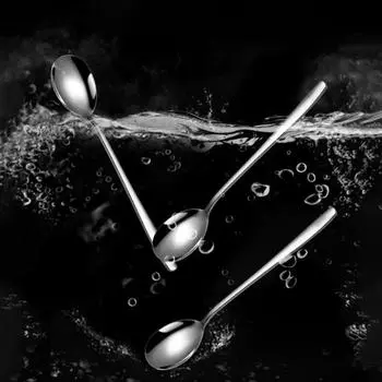 Ложка для супа из нержавеющей стали Прочные нержавеющие десертные столовые ложки Удобная ручка Ложки с круглыми краями для кухни Ресторан Банкет Пикник M 1pc
