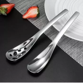 Ложка для супа из нержавеющей стали с длинной ручкой, дуршлаг, бытовая десертная ложка для ресторана spoon