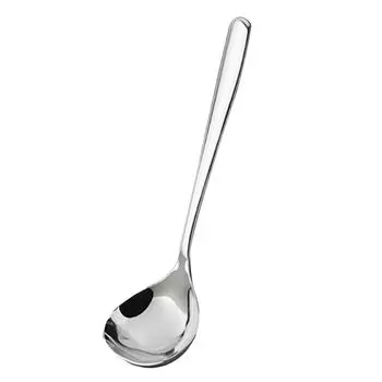 Ложка для супа из нержавеющей стали с большим круглым глубоким дизайном, легко моется для пищевых ингредиентов