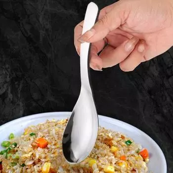 Ложка для супа из нержавеющей стали. Высококачественная ручка без заусенцев. Прочная нержавеющая настольная ложка для ужина. Удобная ложка-ковш для домашней кухни. L