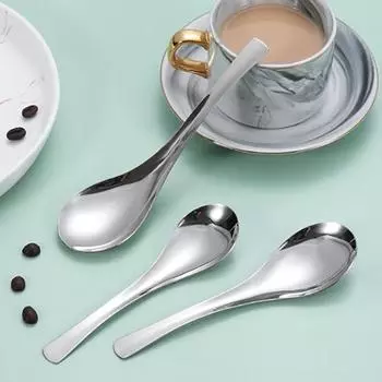Ложка для супа из нержавеющей стали в скандинавском стиле, большая емкость, глубокая, серебряная, зеркально-полированная, столовые приборы, посуда для супа, дома, кухни A3