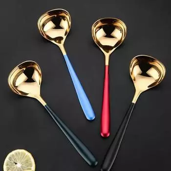 Ложка для супа Эргономичный дизайн Удобная ручка Нержавеющая сталь Без BPA Глубокий половник для помешивания Кухонные принадлежности