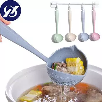 Ложка для супа, ковш, силиконовая кастрюля, ложки с длинной ручкой, ложка, дуршлаг, посуда, совок, посуда, ложка, кухонные аксессуары зелёный