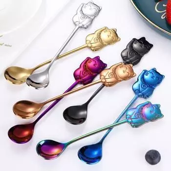 Ложка для супа многофункциональная антикоррозийная легкая большая круглая кромка Lucky Cat Fruit для кухни