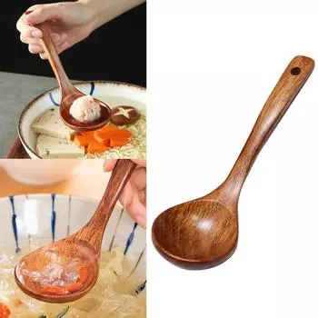 Ложка для супа, натуральная японская деревянная ложка для супа, каши, рамена, риса, столовые приборы с длинной ручкой, подходящие для семейного ресторана