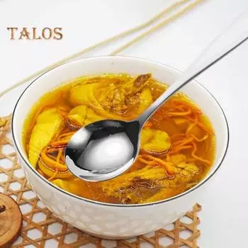 Ложка для супа, не содержащая BPA, пищевая ложка из нержавеющей стали, кухонная ложка с длинной ручкой, столовая посуда, инструмент серебряный