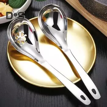 Ложка для супа, нескользящая коррозионностойкая нержавеющая сталь 304, масляный фильтр, дуршлаг, ложка, кухонные аксессуары 2 серебряный