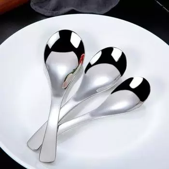 Ложка для супа, пищевая гладкая поверхность, удобная ручка, термостойкая длинная ручка, кухонная утварь, бытовая круглая S