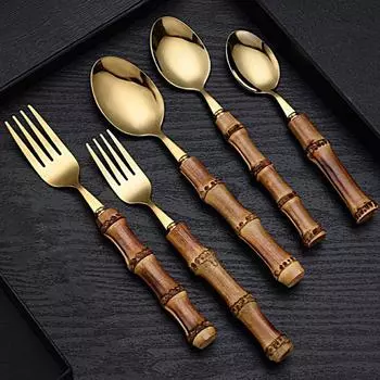 Ложка для супа, пищевая нержавеющая сталь, стейк из нержавеющей стали, нож для фруктов k, ложка для супа, столовые приборы, кухонные принадлежности B золотистый