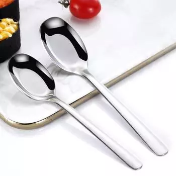 Ложка для супа с удлиненной ручкой, зеркальная полировка, удобная ручка, антикоррозийная посуда, гладкий край, устойчивый к ожогам, ложка для столовой M