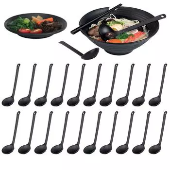 Ложка для супа в японском стиле с длинной ручкой, половник для рамэн, ложка для супа с лапшой рамэн, горячий горшок, черный меламин C