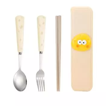 Ложка для сыра и риса из нержавеющей стали, набор палочек для еды, портативная коробка для столовых приборов из трех предметов для студентов One Size