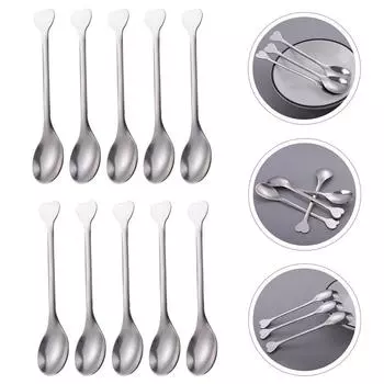 Ложка для закуски Ужин Кофейные ложки в форме сердца Десерт Коктейль Бар Смешивание Перемешивание 11.50X2.00X0.50CM серебряный