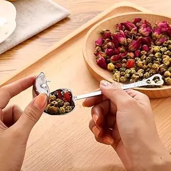 Ложка для заваривания чая из нержавеющей стали в форме сердца, ситечко с длинной ручкой для листового чая, идеально подходит для домашней кухни, ресторанный инструмент 1pc-Tea filter