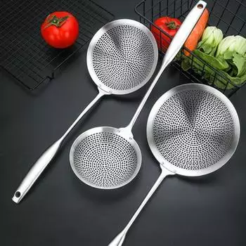 Ложка-дуршлаг с ручкой, устойчивой к ожогам, из нержавеющей стали 304, устойчивой к высоким температурам, можно мыть в посудомоечной машине, сито, совок, кухонные принадлежности S
