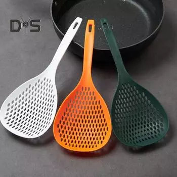 Ложка-дуршлаг, сито, шумовка, пластиковая ложка для лапши, длинная ручка, шумовка, ложка-сито для пасты, пищевая ложка-дуршлаг, фильтр-ложка для кухни темно-зеленого