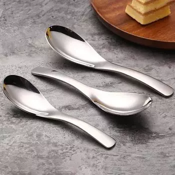 Ложка из нержавеющей стали 304, ложка для риса, утолщенная бытовая кухонная ложка для отеля, суповая ложка в китайском стиле, углубленная дворцовая ложка S серебряный