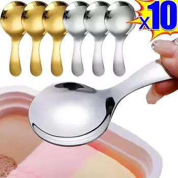 Ложка из нержавеющей стали 304 с короткой ручкой и круглой головкой, детская маленькая круглая ложка для мороженого, креативная десертная мини-лопатка для чая