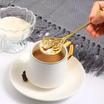 Ложка из нержавеющей стали 304, винтажная полая ручка, красочные десертные торты, суп, салат, кофе, ложка для мороженого, кухонная утварь, столовые приборы, столовые приборы B чёрный