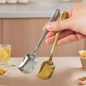 Ложка из нержавеющей стали, десертная ложка для торта, кофейная ложка для смешивания, золотистая ложка для мороженого, ложка для йогурта, кухонная ложка для приправ серебряный