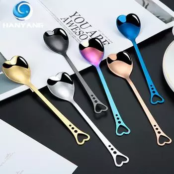 Ложка из нержавеющей стали, Креативная ложка для смешивания в форме сердца, Кофейная ложка для любви, Арбузная ложка, Десертная маленькая ложка.