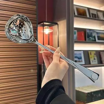 Ложка из нержавеющей стали с длинной ручкой, суповые ложки для кастрюль, совки, дуршлаг, домашняя кухня, столовые приборы, необходимые инструменты для готовки
