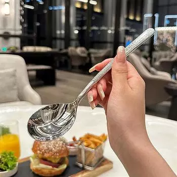 Ложка из нержавеющей стали с утолщением, креативная ложка с длинной ручкой, высококачественный половник для супа, основные инструменты для домашней кухни