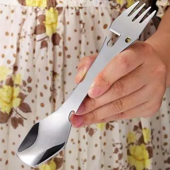 Ложка из нержавеющей стали, зеркальная поверхность, многоразовая пищевая креативная универсальная открывалка для бутылок, вилка, принадлежности для вечеринок